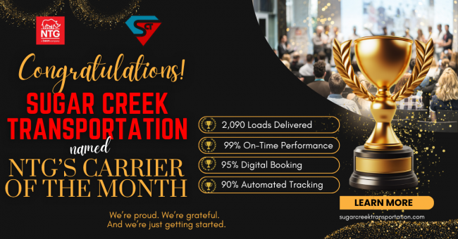 2 Sugar Creek Transportation Named NTG’s Carrier of the Month
